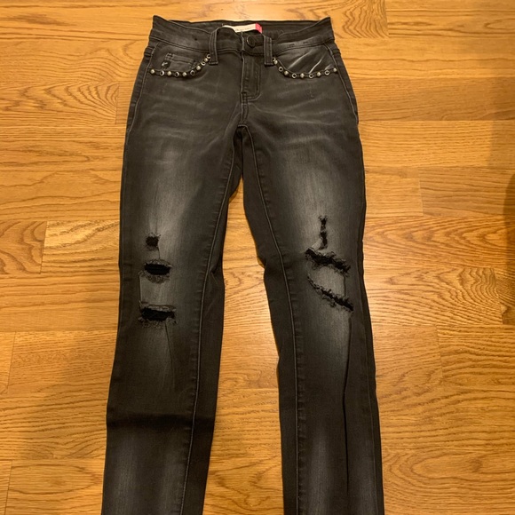Girls Kancan Black Denim Size 10 - Picture 2 of 4